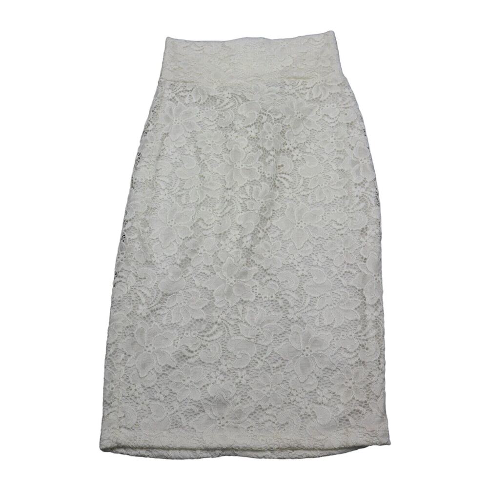 Elegant White Lace Midi Skirt